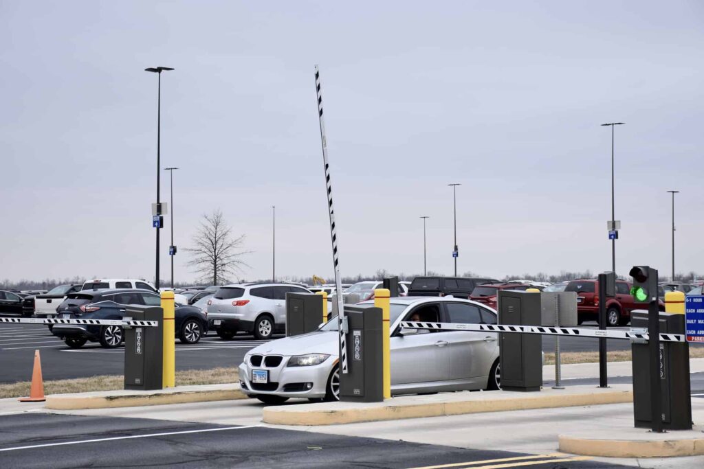 Car entering parking lot at MidAmerica Airport