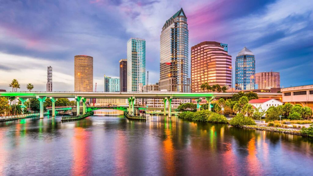 Tampa Bay Florida Skyline at Sunset