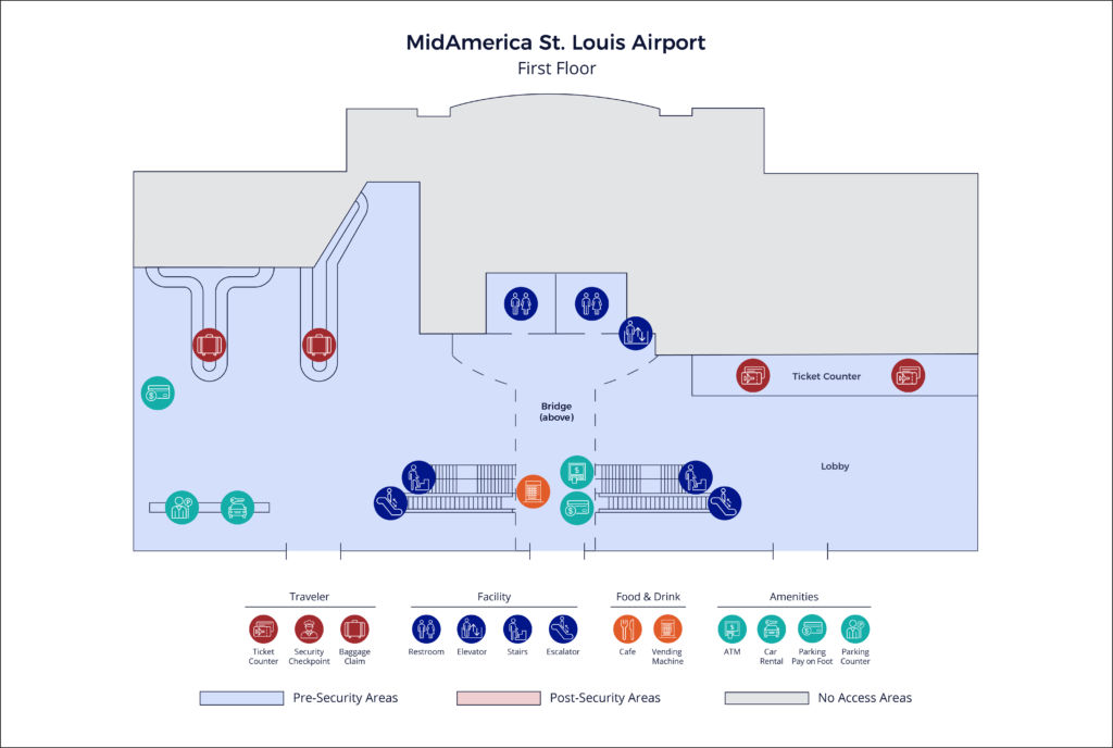 Map of first floor of terminal building