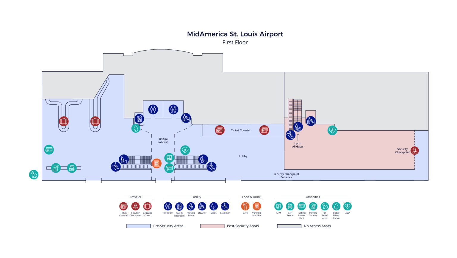 Terminal Amenities - MidAmerica St. Louis Airport (BLV) | Mascoutah, IL